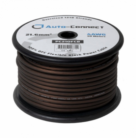 Kabelis maitinimo OFC 4AWG (21.60mm²) varinis (Cu) juodas PC210FCB